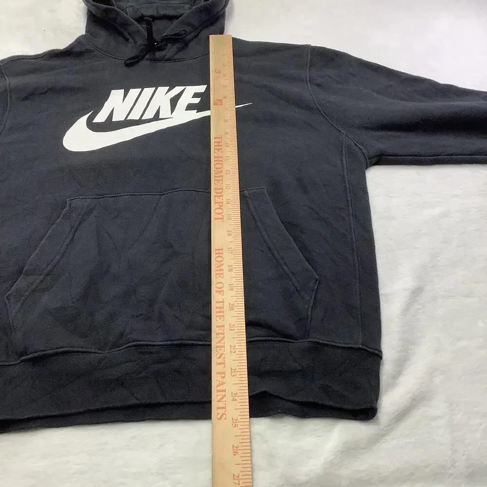 Nike Hoodie Mens Medium Black Pullover Sweatshirt Kangaroo Pocket Logo Graphic